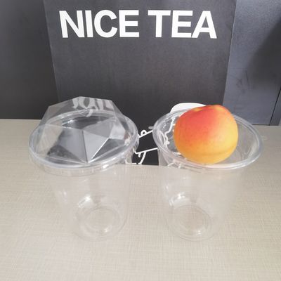 Préparation d'un échantillon gratuit de PET/RPET en plastique à dôme plat, couvercles à insertion en diamant pour tasse à boisson froide
