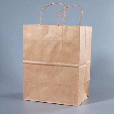 Sac de magasinage en papier kraft brun à large base pour des solutions d'emballage personnalisées