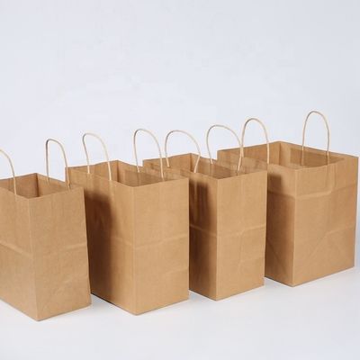 Sac de magasinage en papier kraft brun à large base pour des solutions d'emballage personnalisées