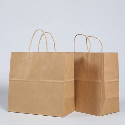 Sac de magasinage en papier kraft brun à large base pour des solutions d'emballage personnalisées