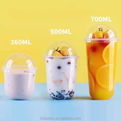 16 OZ Logo personnalisé imprimé en forme de U PET/RPET Beverage Cup pour la crème glacée compostable