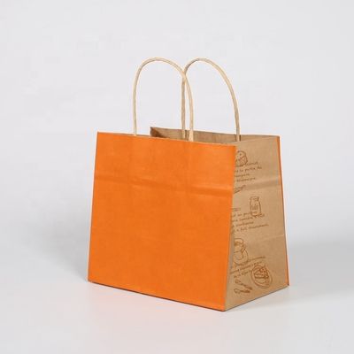 Personnaliser votre propre logo Flexo imprimé manche de patch Kraft sac de papier à emporter pour la restauration rapide