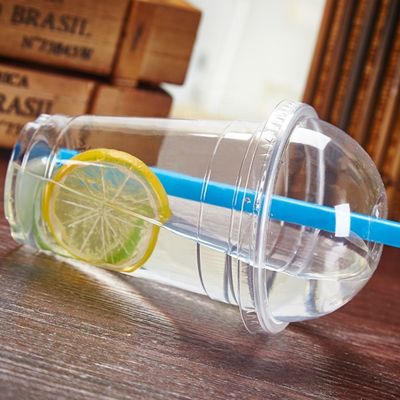 500 ml de tasse en plastique en PLA à fond rond de yaourt biodégradable en forme de U de calibre 96