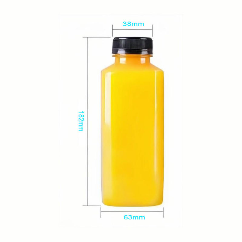 Bouteilles carrées de boissons en plastique résistant à la chaleur de 250 ml, 350 ml et 500 ml